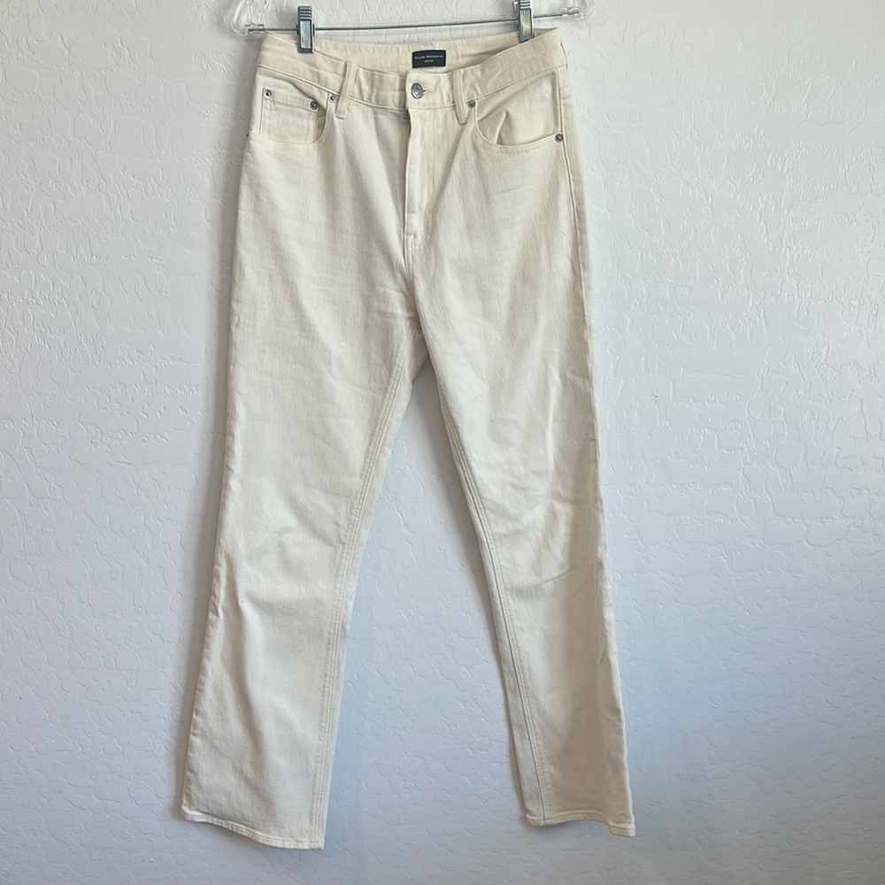 Club monaco White denim jeans Women's size 28 wide cut straight mono timeless